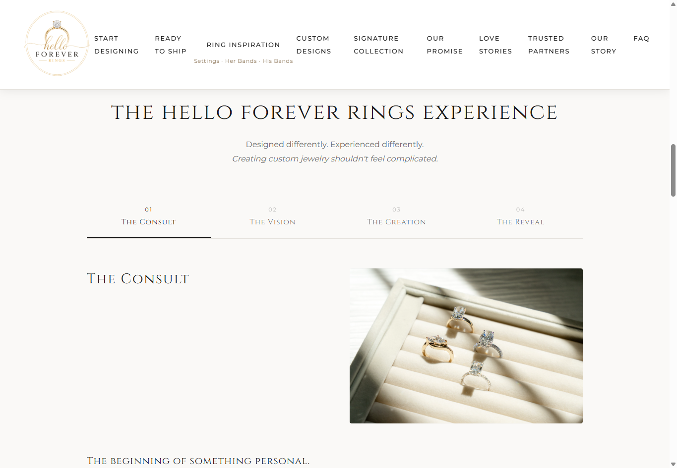 Hello Forever Rings website